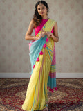 Indiehaat | Pure Khadi Cotton Handloom Saree Yellow