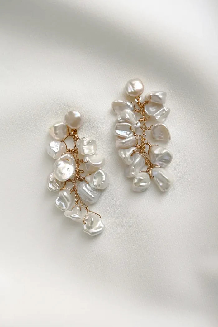 Noelle Pearl Cluster Drop Earring