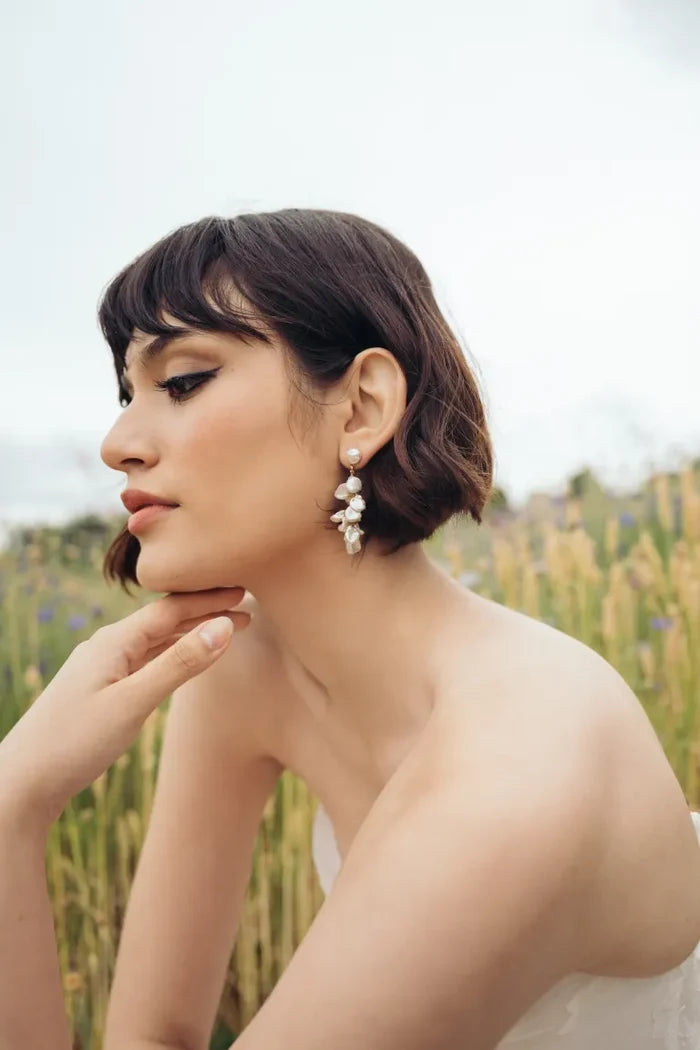 Noelle Pearl Cluster Drop Earring
