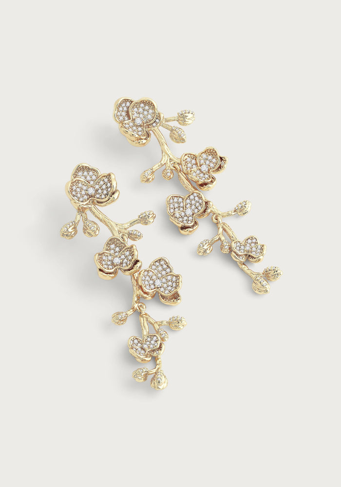 Orchid Pavé Clear White Dangle Earrings