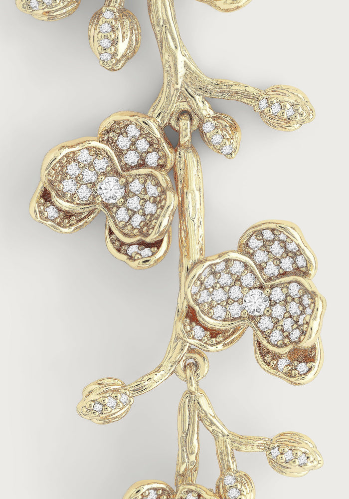 Orchid Pavé Clear White Dangle Earrings