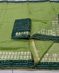 Indiehaat | Kota Cotton Gota Patti Green Saree