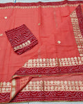 Indiehaat | Kota Cotton Gota Patti Peach Saree
