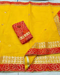 Indiehaat | Kota Cotton Gota Patti Yellow Saree