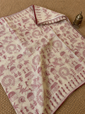 Indiehaat | Silkmark Certified Tussar Silk Embroidered Saree Beige
