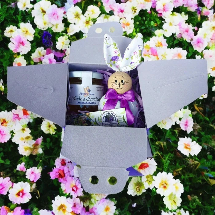 pasqua regalo scatolina con coniglietto decorativo e miele regalo pasquale originale