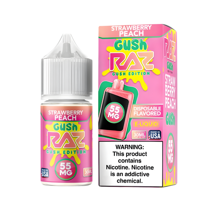 Pod Juice x RAZ Salt Nic - Strawberry Peach - Gush Edition - 35mg - 55mg - 30ml bottle - UK