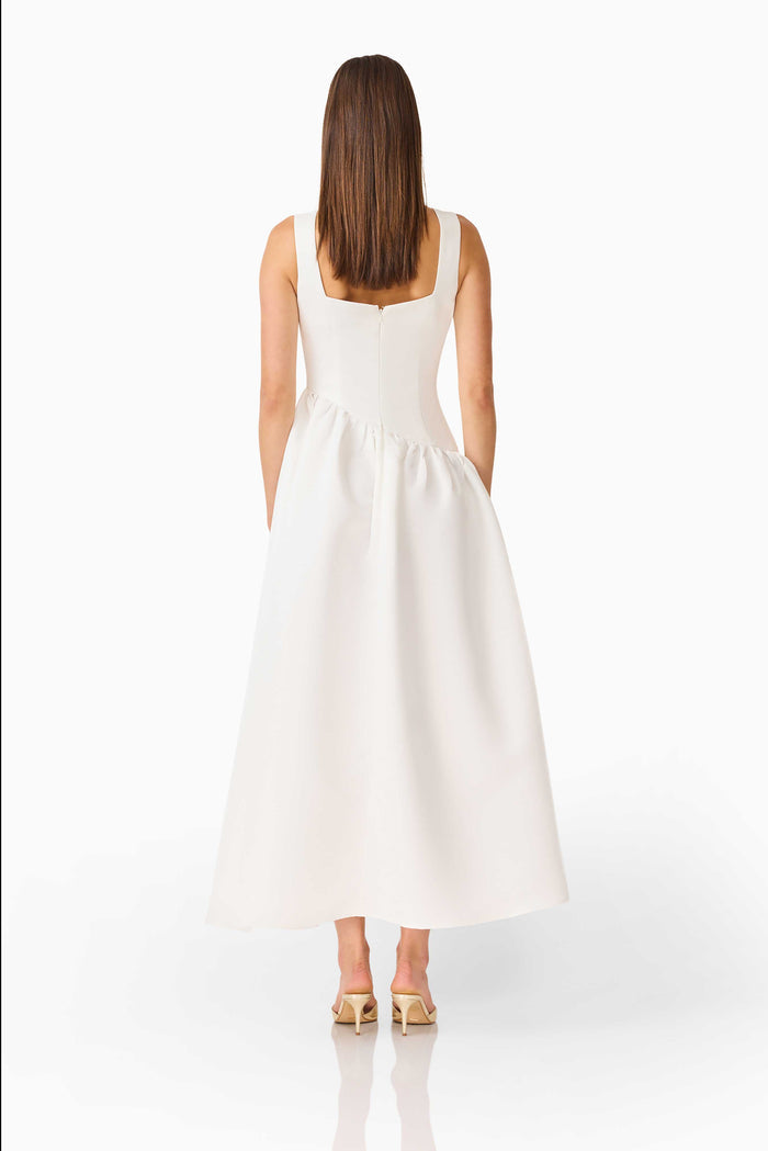Ruelle A-Line Maxi Dress in Pearl White
