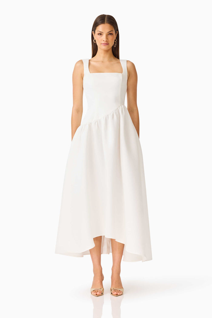 Ruelle A-Line Maxi Dress in Pearl White