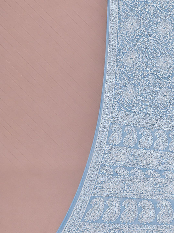 Indiehaat | Purple Georgette Chikankari Saree | Party Wear