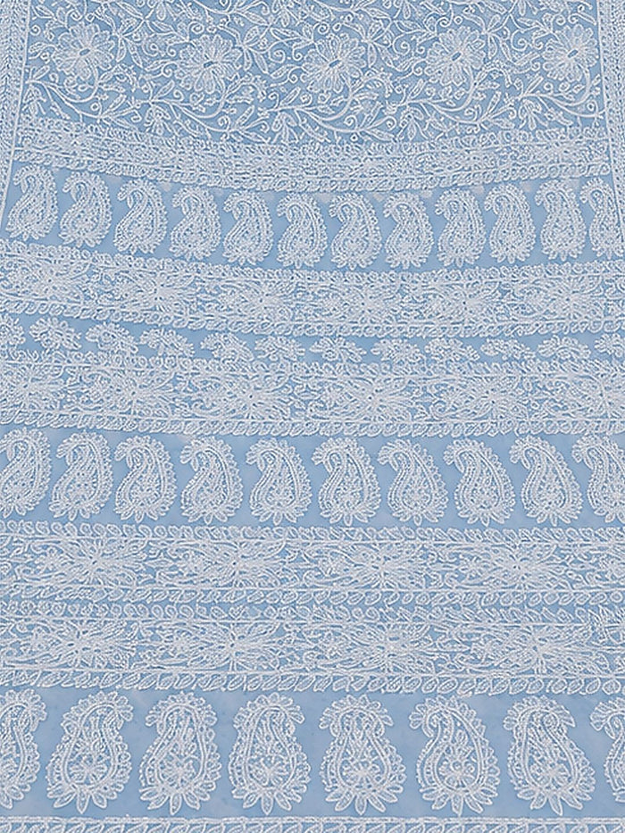 Indiehaat | Purple Georgette Chikankari Saree | Party Wear