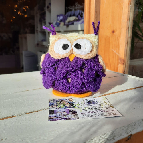 gufo uncinetto, gufo lavanda