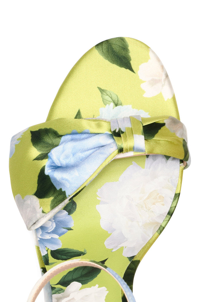 Sachin & Babi Chelsea Heel Obi-Bow Open Toe in Citrine Peonies