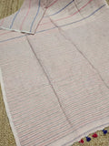 Indiehaat | Pure Cotton Embroidery Saree Beige