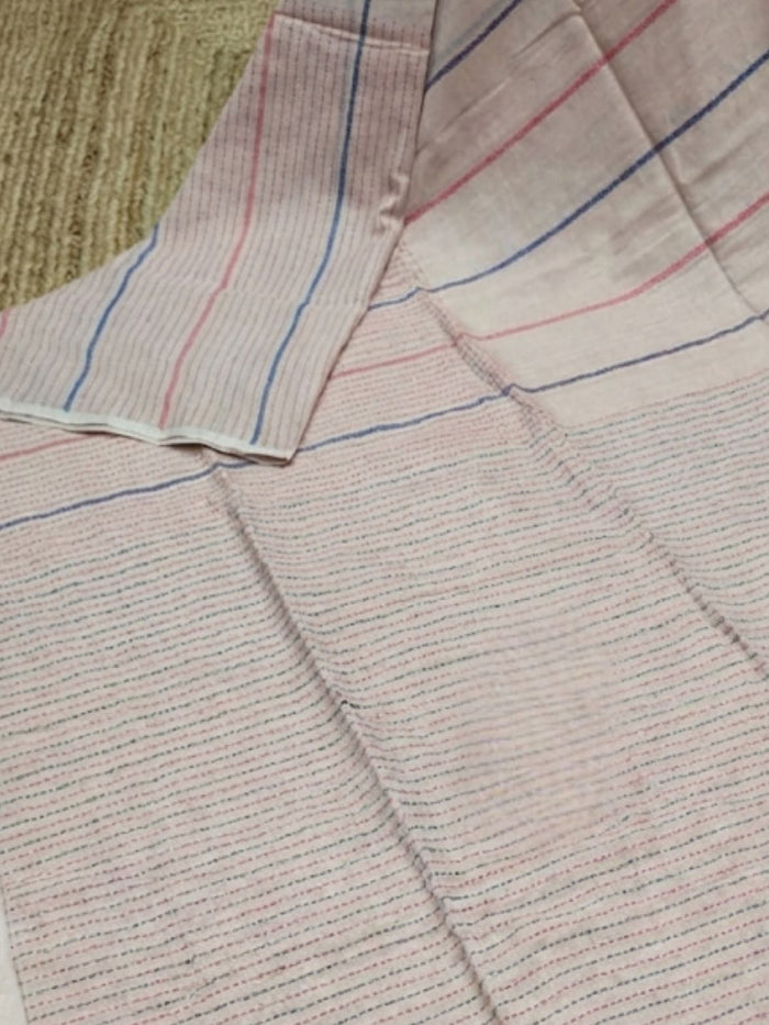 Indiehaat | Pure Cotton Embroidery Saree Beige