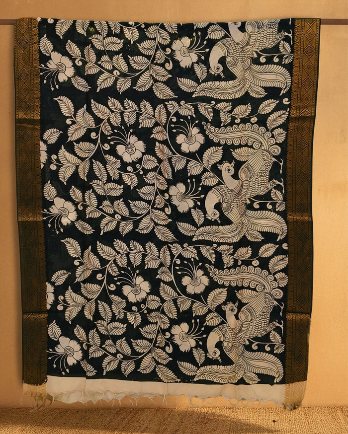 Indiehaat |Bangalori Handpainted Black Dupatta