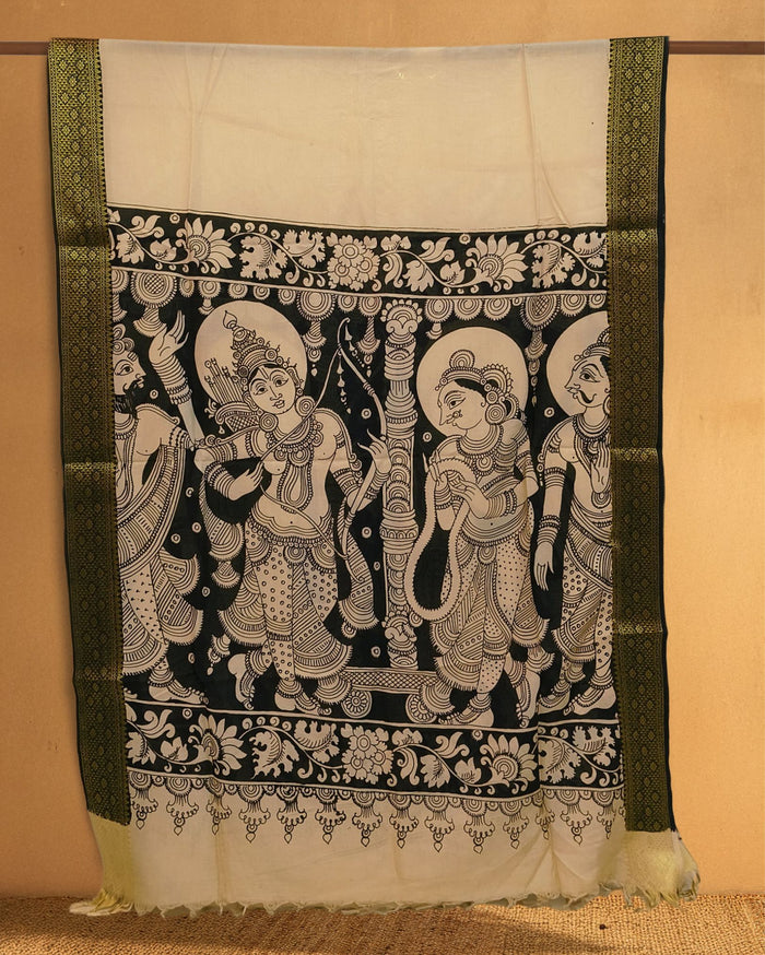 Indiehaat |Bangalori Handpainted Black Dupatta