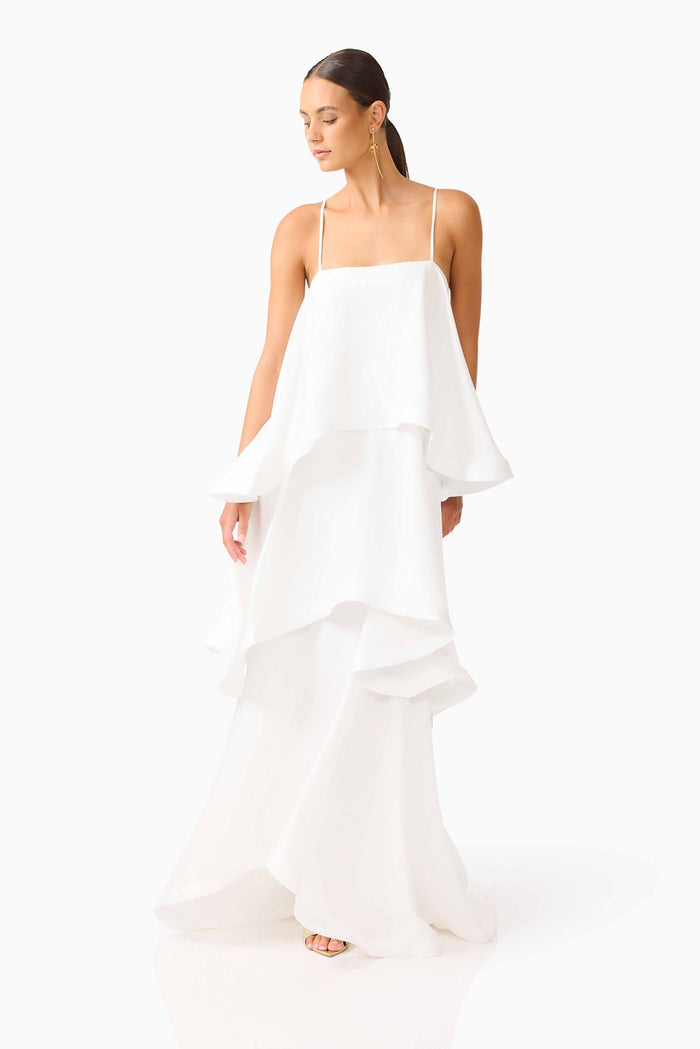 Tilly Tiered Maxi Dress in White