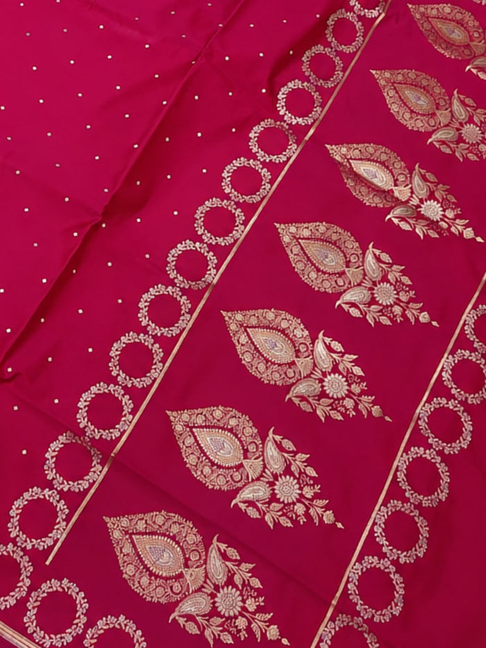 Indiehaat | Fuchsia Pink Mashru Silk Brocade Saree