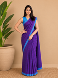 Indiehaat | Purple Khadi Cotton Handloom Saree