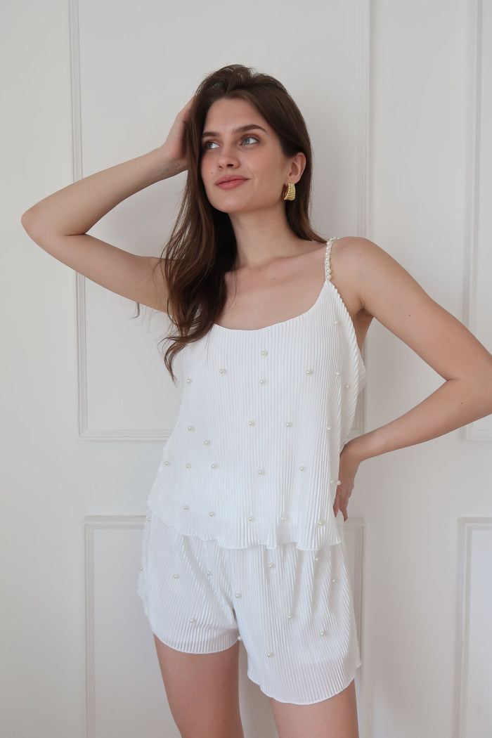 Waverles Piper Pearly Pleat Bridal Tank Set in Dove