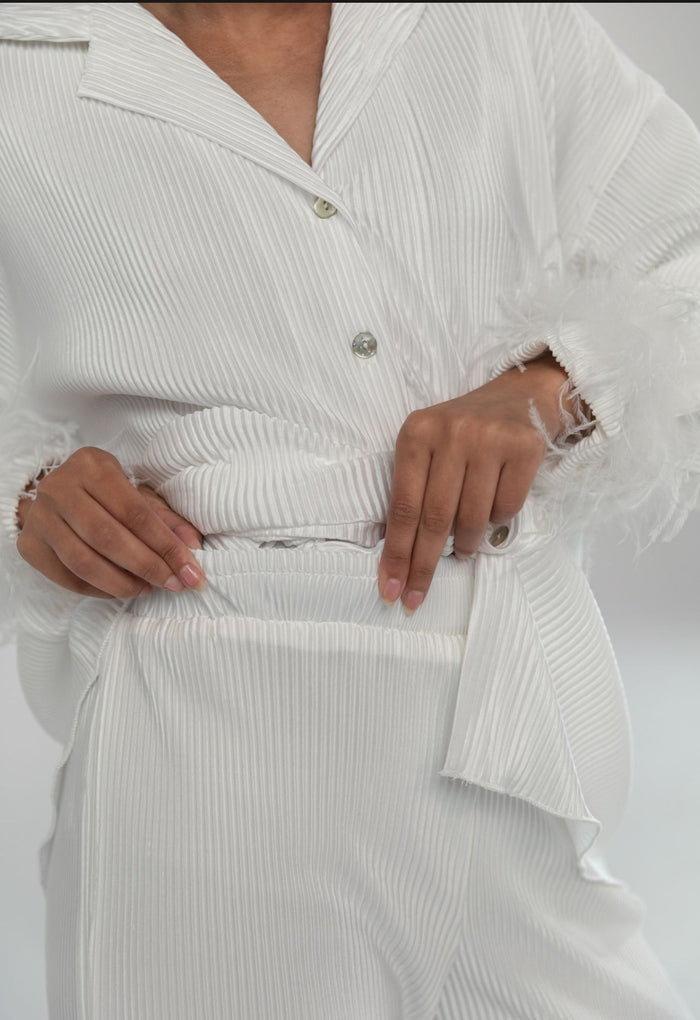 Waverles Pleated Pant Bridal Set in Dove