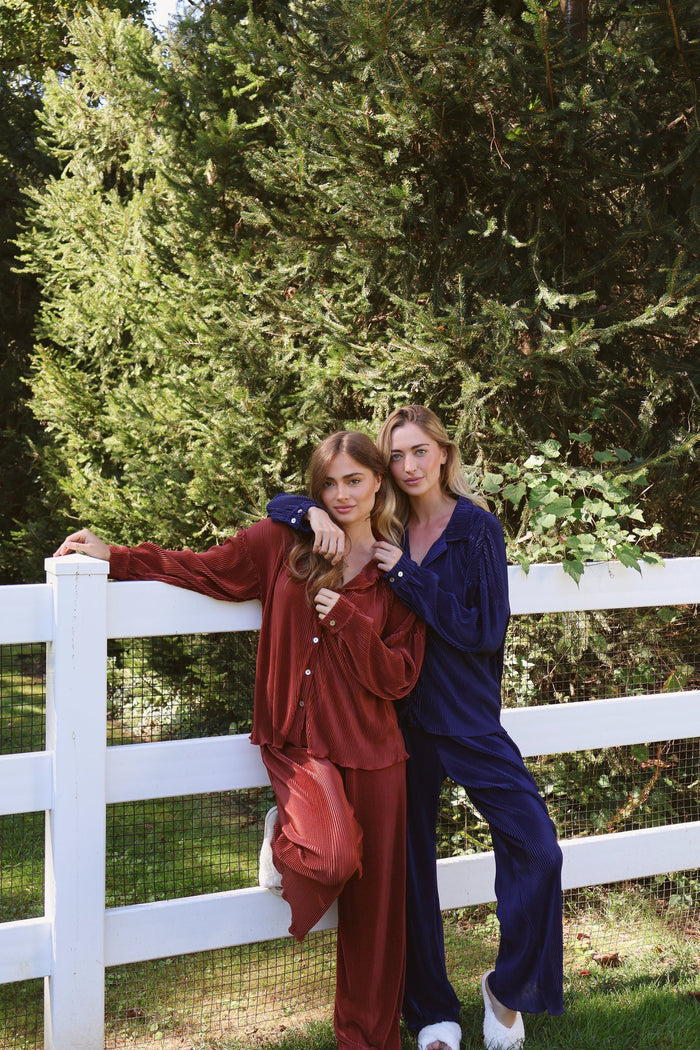 Waverles Pleated Pant Set in Copper