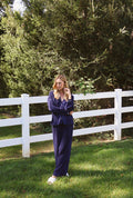 Waverles Pleated Pant Set in Navy