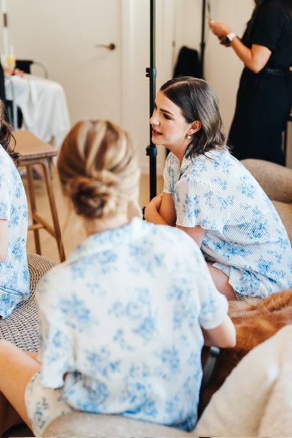 Waverles Pleated Short Set in Blue Floral