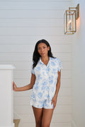 Waverles Pleated Short Set in Blue Floral