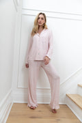 Waverles Ruffle Bamboo Pajama Pant Set in Pink Gingham