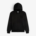 Yankees Washed Full-Zip Hoodie in black, front pockets, subtle NY Yankees logo on chest, shown on white background.