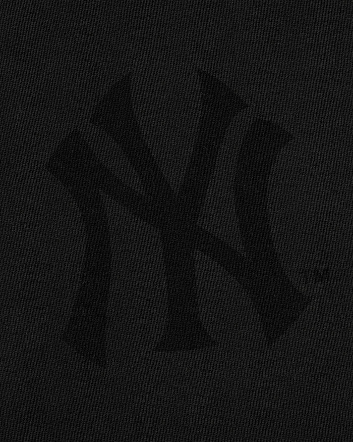 Yankees Washed Full-Zip Hoodie with a black logo subtly blending into the dark textured background.