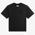 Yankees Washed Logo Tee: Black short-sleeve with a subtle Yankees logo on the left chest.